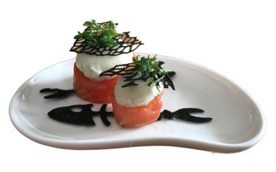 Gerookt zalmhaasje met bloemkool pannacotta