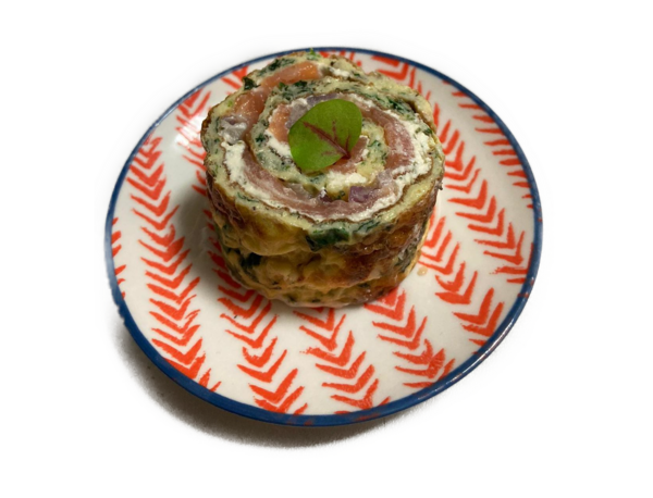 Kruidenomelet rolletje met zalm